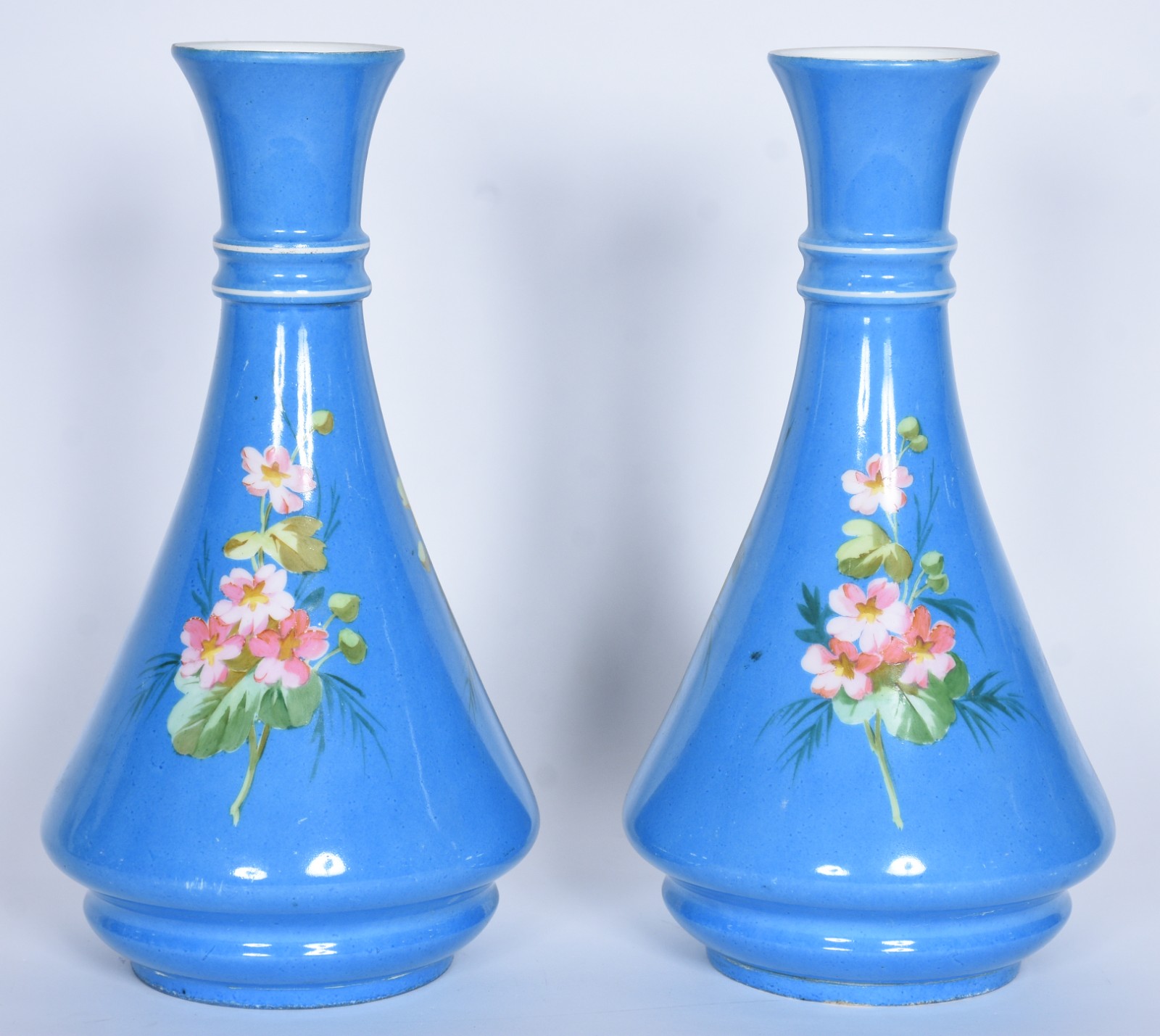 Par de vasos de porcelana Velho Paris na cor azul com pássaros e... - foto 2 de 4