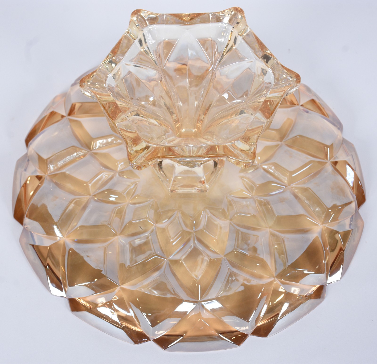 Fruteira em demi cristal na cor âmbar de pé alto. - foto 4 de 5