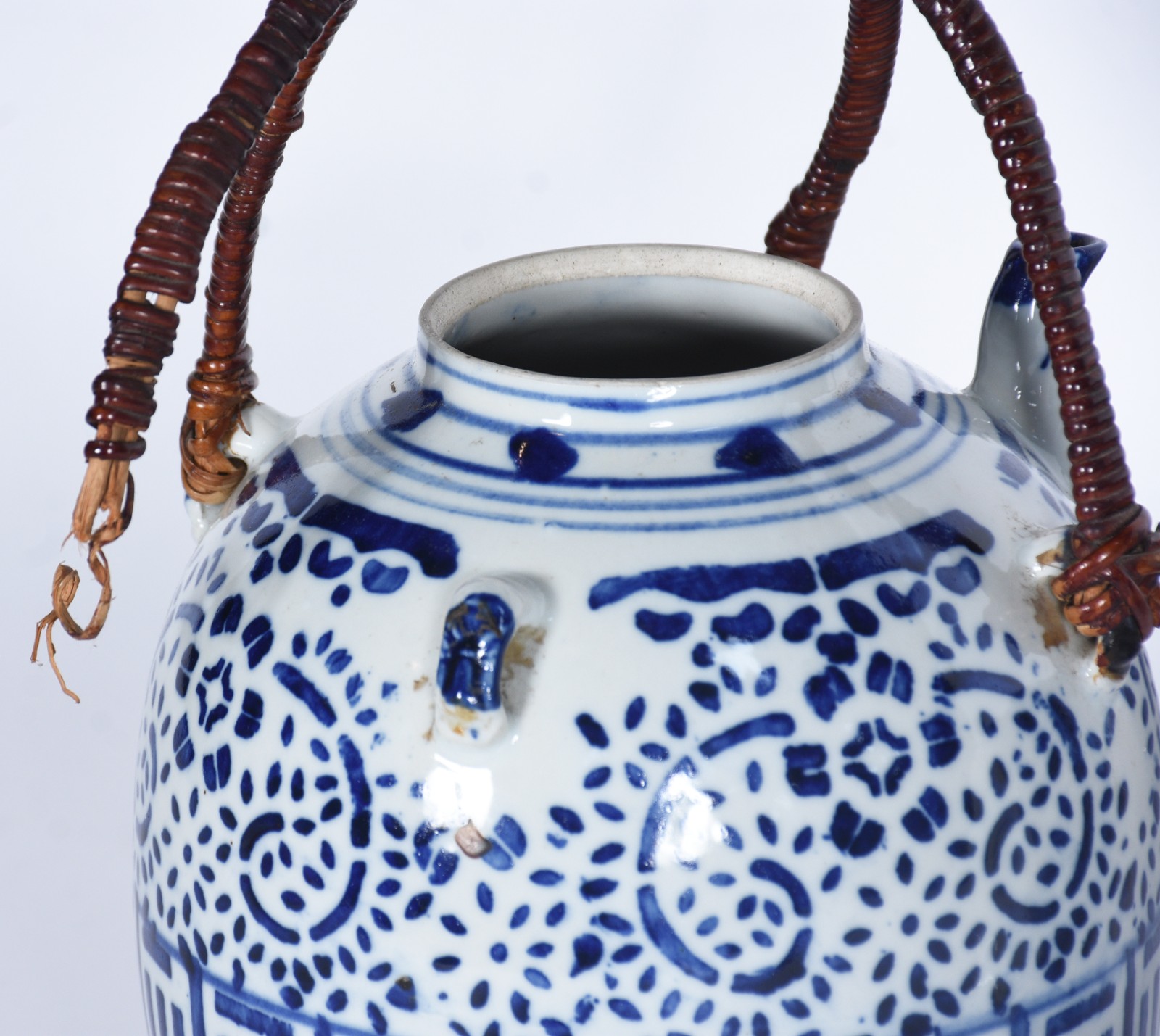 Par de grandes bules de porcelana chinesa azul e branca, alças de... - foto 6 de 6