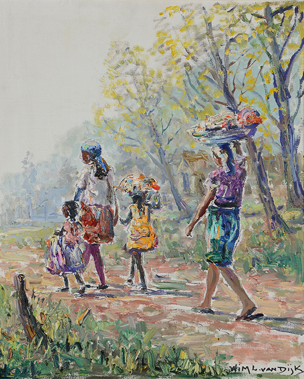 WIM VAN DIJK (1915 - 1990) - Carregando roupa - ost - 38 x 46 - 1982 - foto 2 de 4
