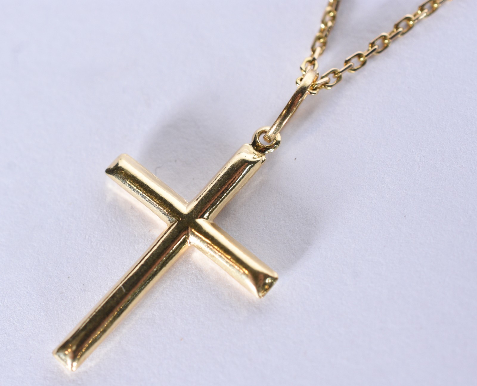 Cordão unissex de ouro 18 k, contraste 750 com pendente de crucifixo... - foto 1 de 6