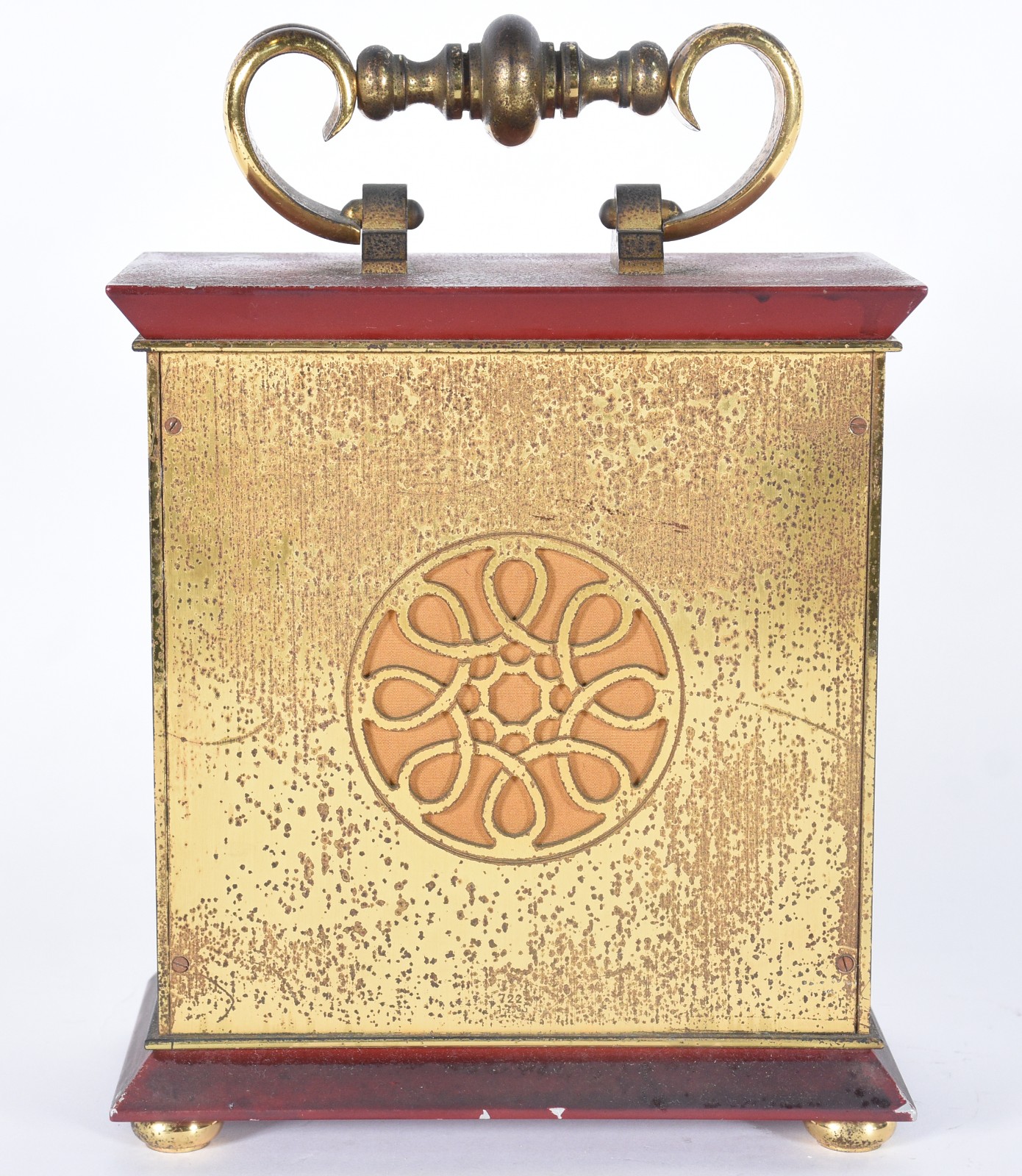 Relógio de mesa LUXOR, caixa de madeira vermelha e metal dourado... - foto 5 de 8