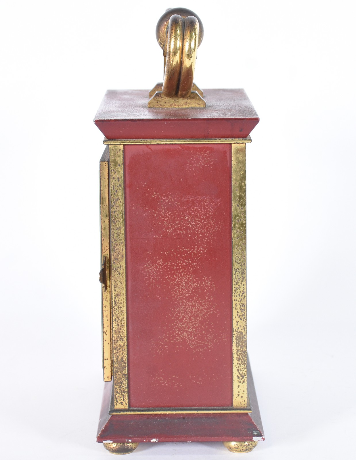 Relógio de mesa LUXOR, caixa de madeira vermelha e metal dourado... - foto 6 de 8