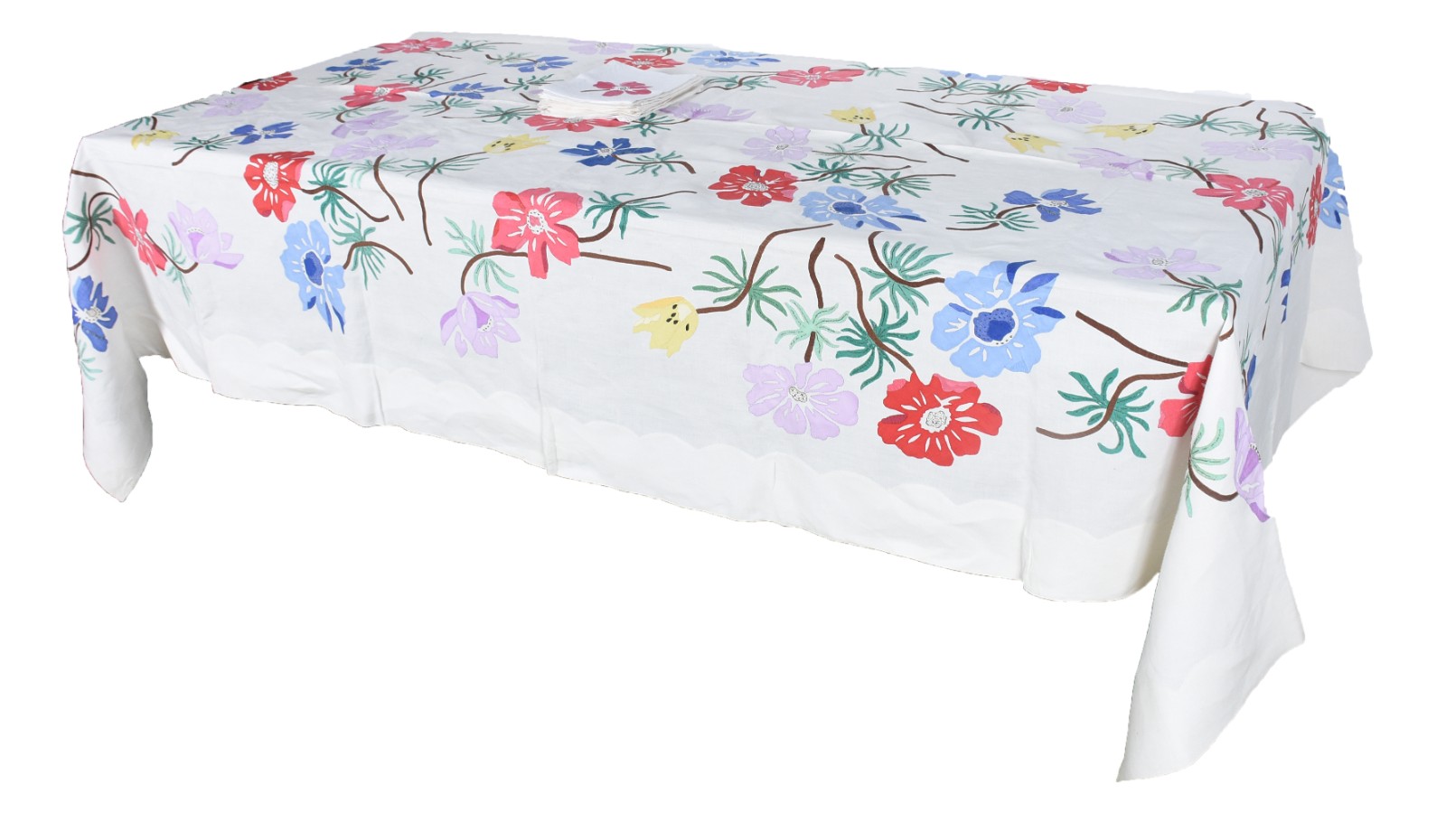Belíssima toalha de mesa ricamente bordada com flores coloridas... - foto 1 de 10