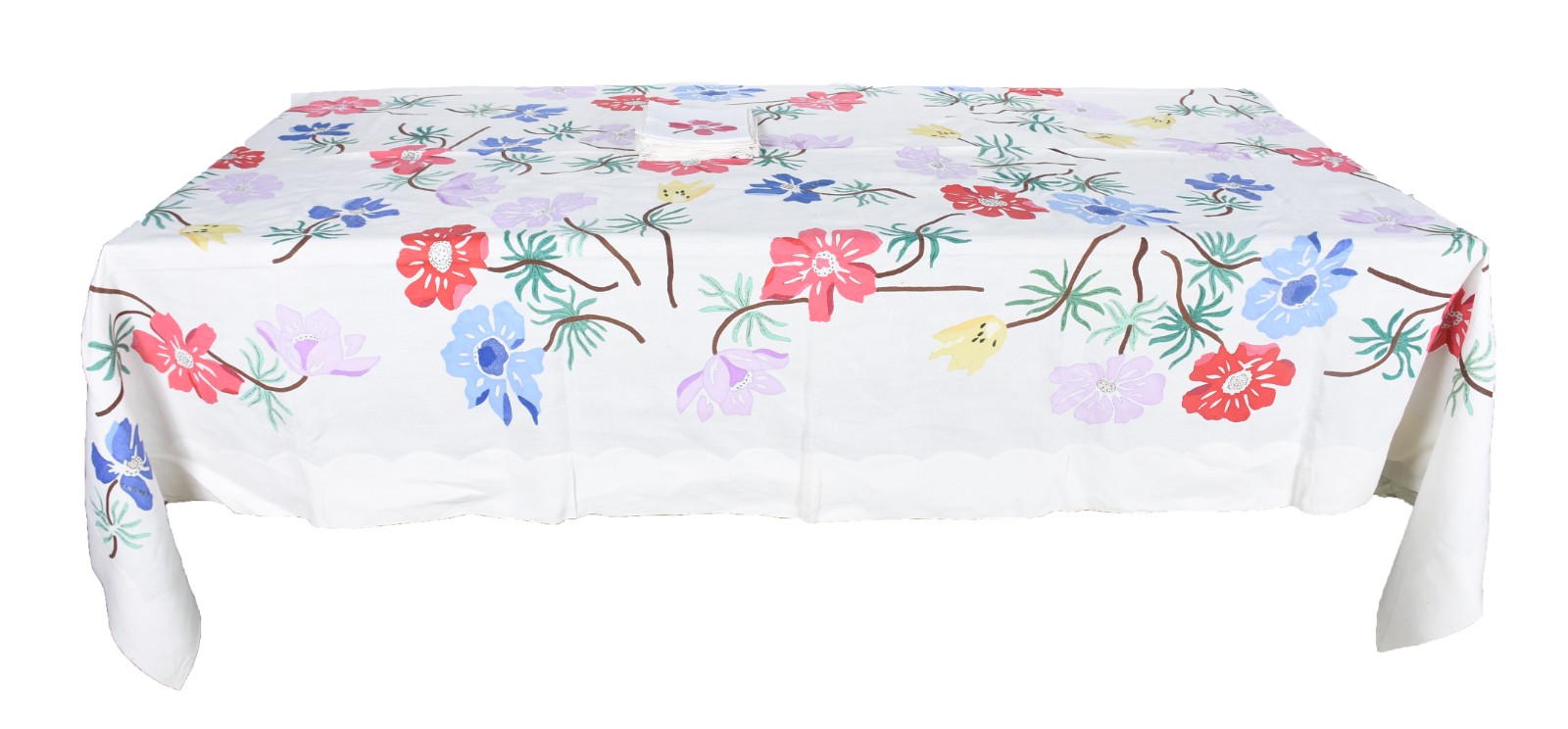 Belíssima toalha de mesa ricamente bordada com flores coloridas... - foto 2 de 10