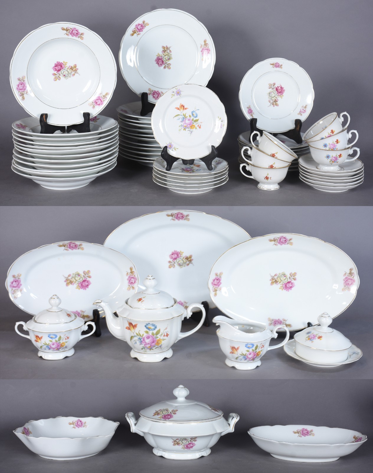 Serviço de jantar de porcelana Real, decorado com flores em... - foto 1 de 11