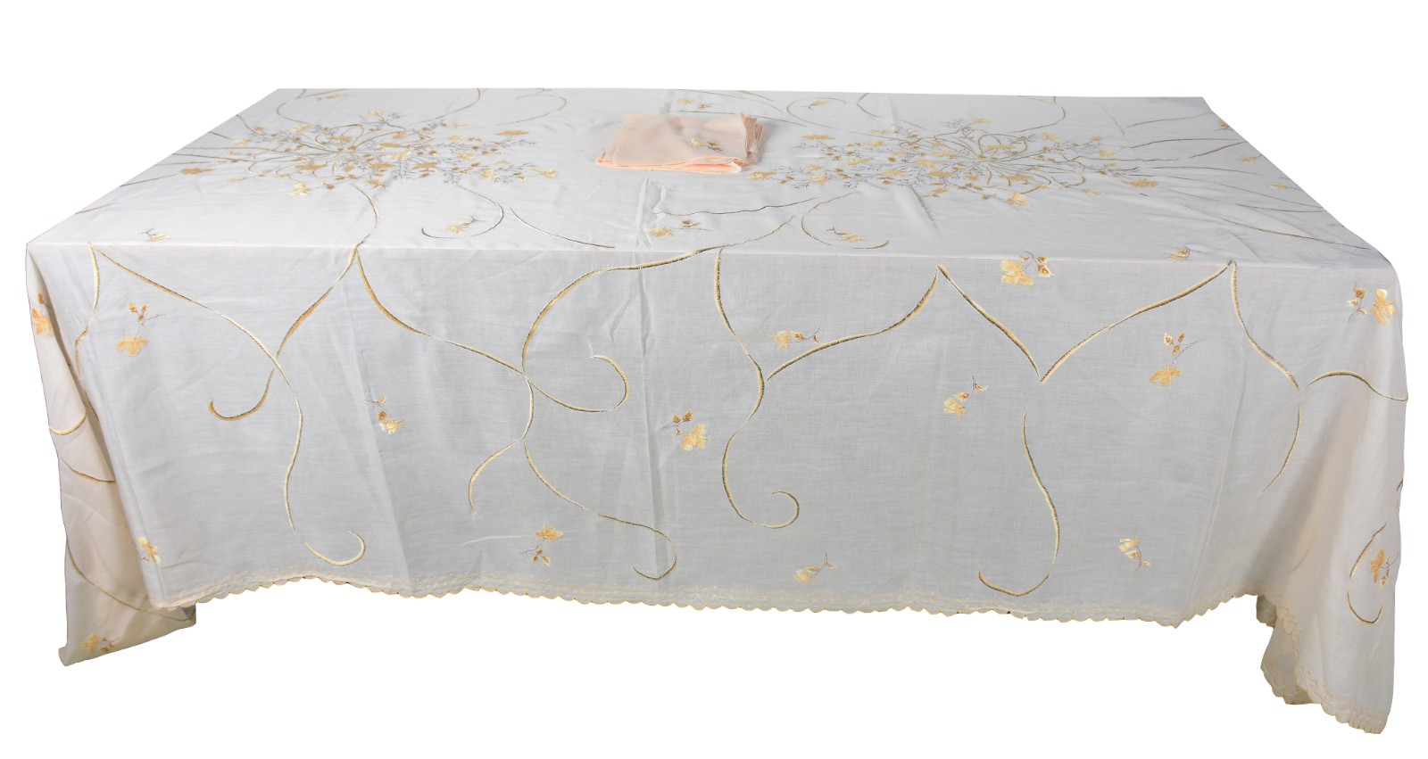 Belíssima toalha de mesa com bordados em tons de amarelo, acompanham... - foto 3 de 10