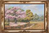 Manuel Funchal (1889-1979), Paisagem - Óleo sobre tela (tinta com desgastes)