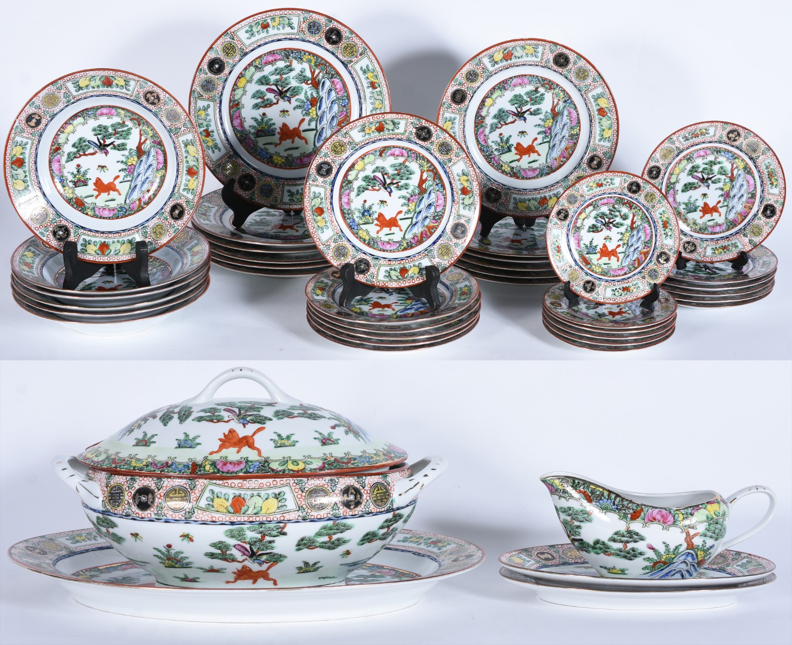 Jogo de jantar de porcelana ao gosto Mandarim composto de:12 pratos... - foto 1 de 6