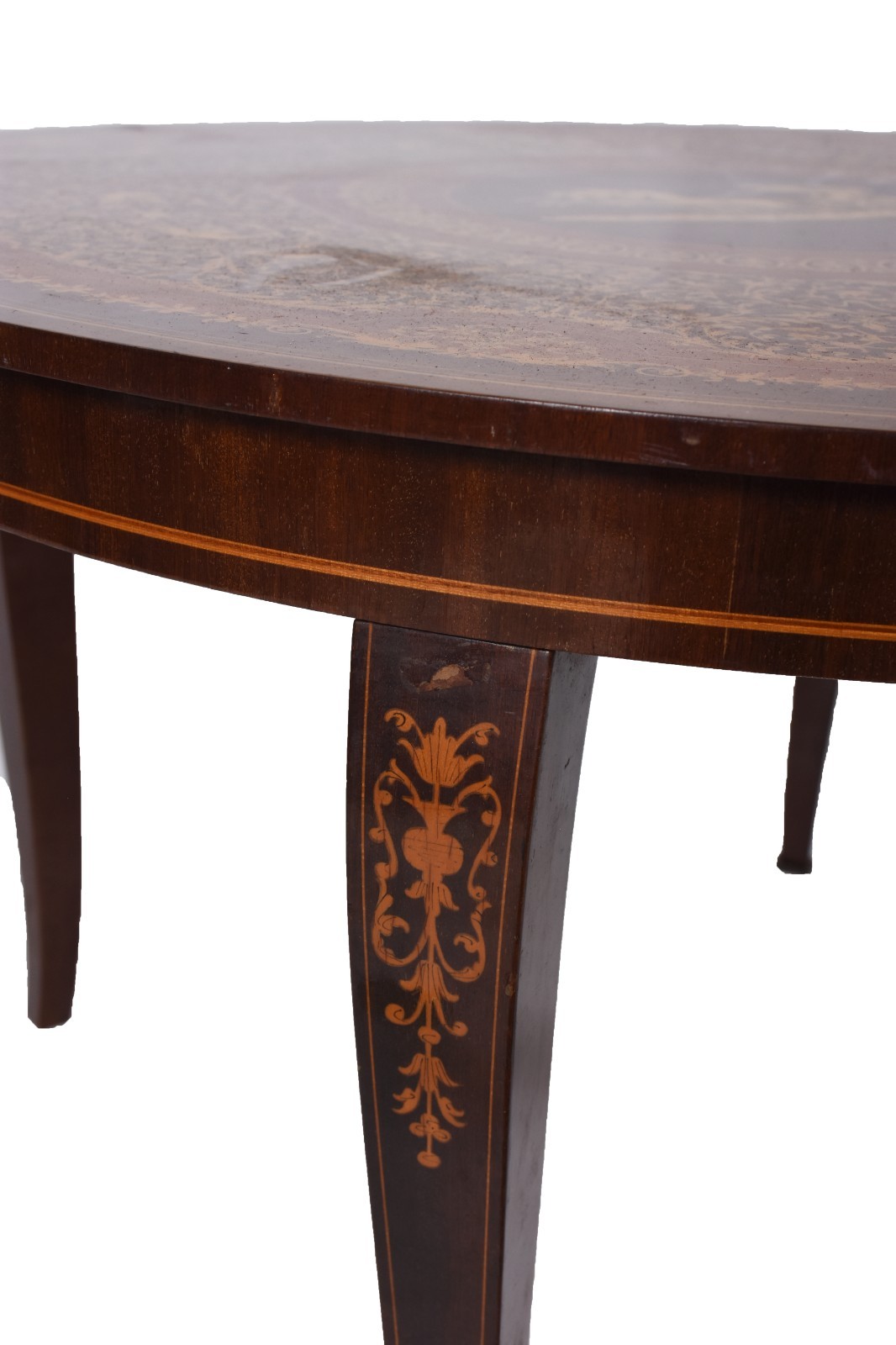 Mesa italiana de madeira nobre trabalhada em marqueterie, pernas... - foto 5 de 6