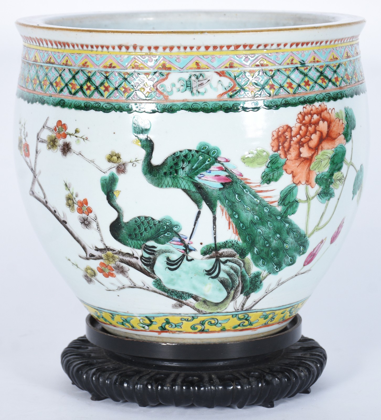 Cachepot/aquário de porcelana oriental, decorado com figuras de aves... - foto 2 de 7