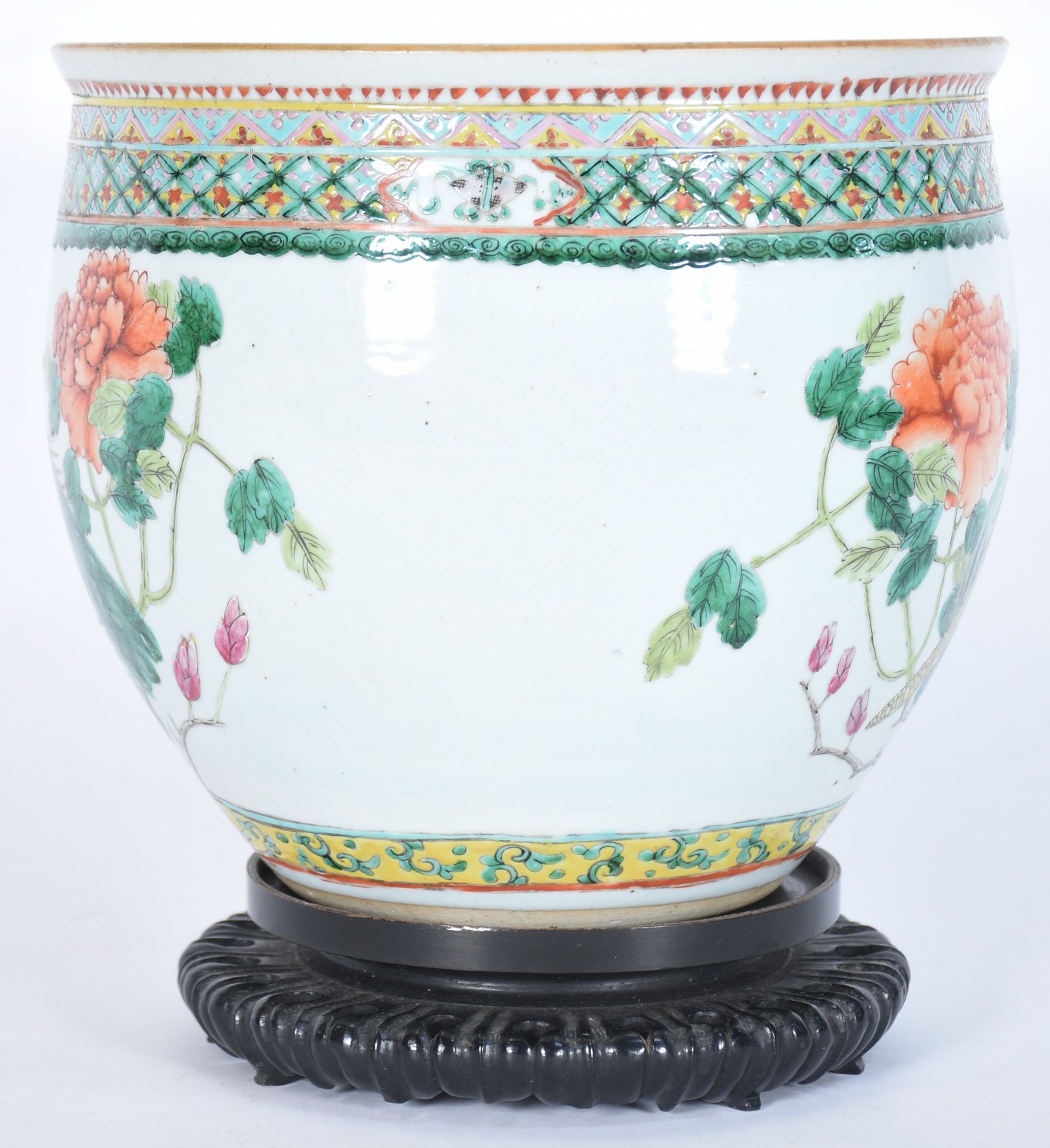 Cachepot/aquário de porcelana oriental, decorado com figuras de aves... - foto 3 de 7