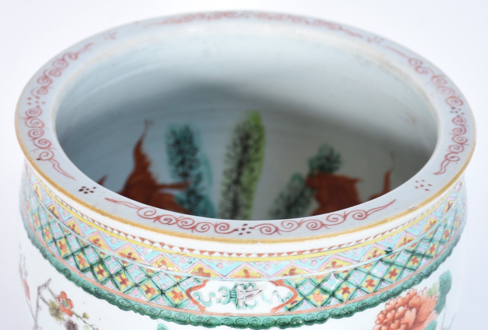 Cachepot/aquário de porcelana oriental, decorado com figuras de aves... - foto 4 de 7