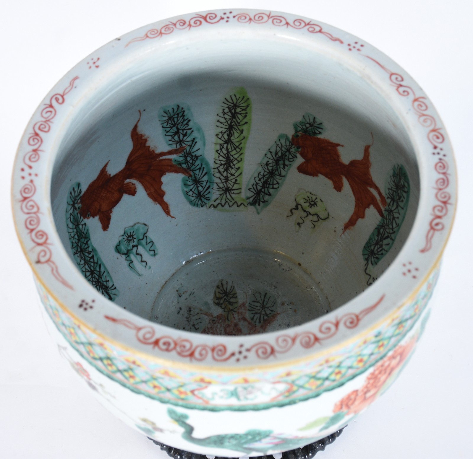 Cachepot/aquário de porcelana oriental, decorado com figuras de aves... - foto 5 de 7