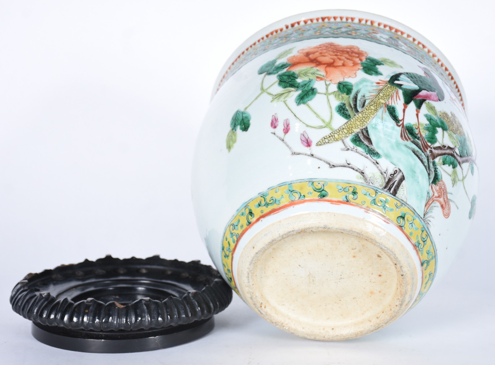 Cachepot/aquário de porcelana oriental, decorado com figuras de aves... - foto 7 de 7