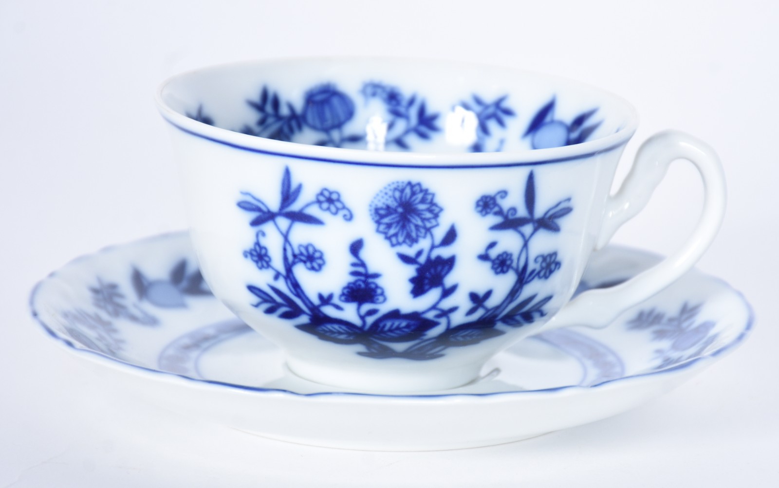 Serviço de chá de porcelana Steatita, decoração "cebolinha" em azul e... - foto 3 de 9