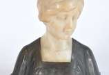 R.PAULI (1855/1892),  - Escultura representando busto de jovem em mármore e bronze, assinado.