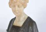 R.PAULI (1855/1892),  - Escultura representando busto de jovem em mármore e bronze, assinado.