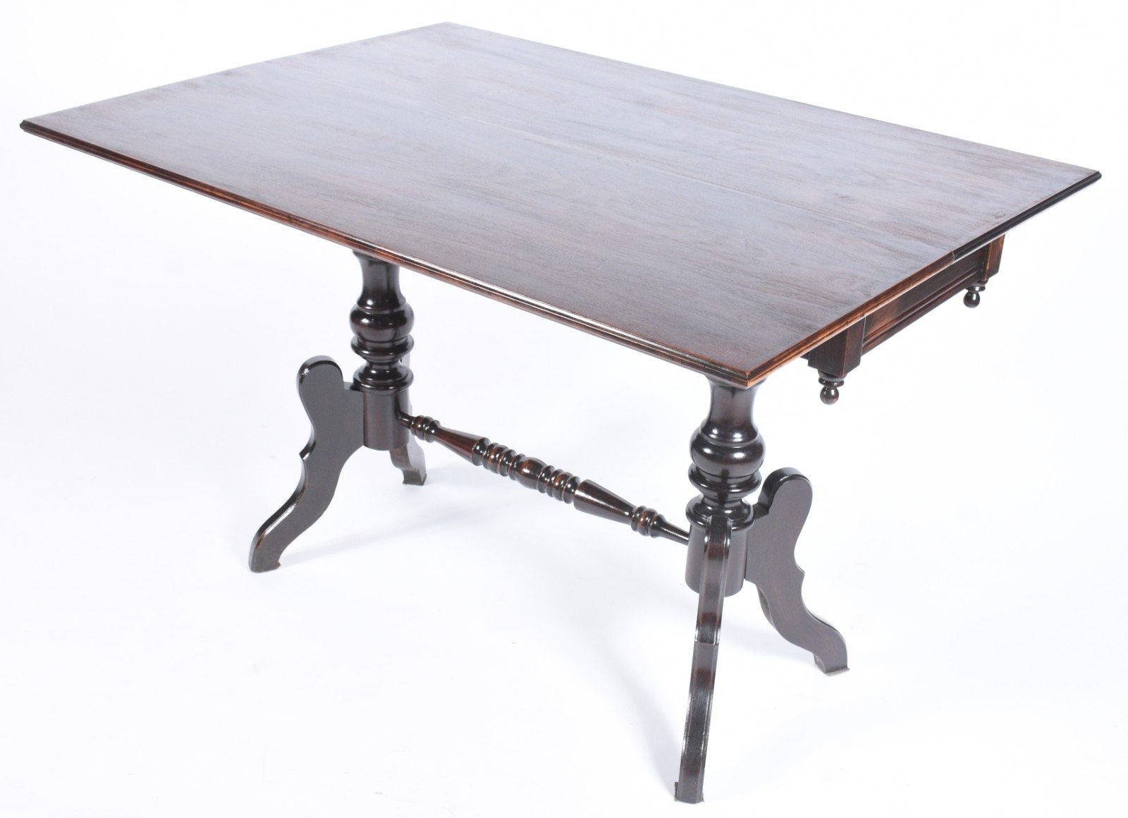 Mesa/console de madeira nobre, tampo dobrável, base em duplo... - foto 2 de 7