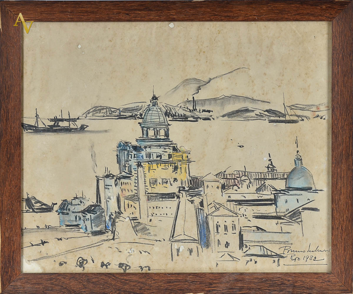 BRUNO LECHOWSKI - Praça Quinze - 1932 - desenho - 56 X 45