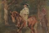 Meissonier (1815-1891), Cavaleiro - Técnica mista - Aquarela e outros sobre papel colado em tela. Moldura com pequenos defeitos.<br>                                                      