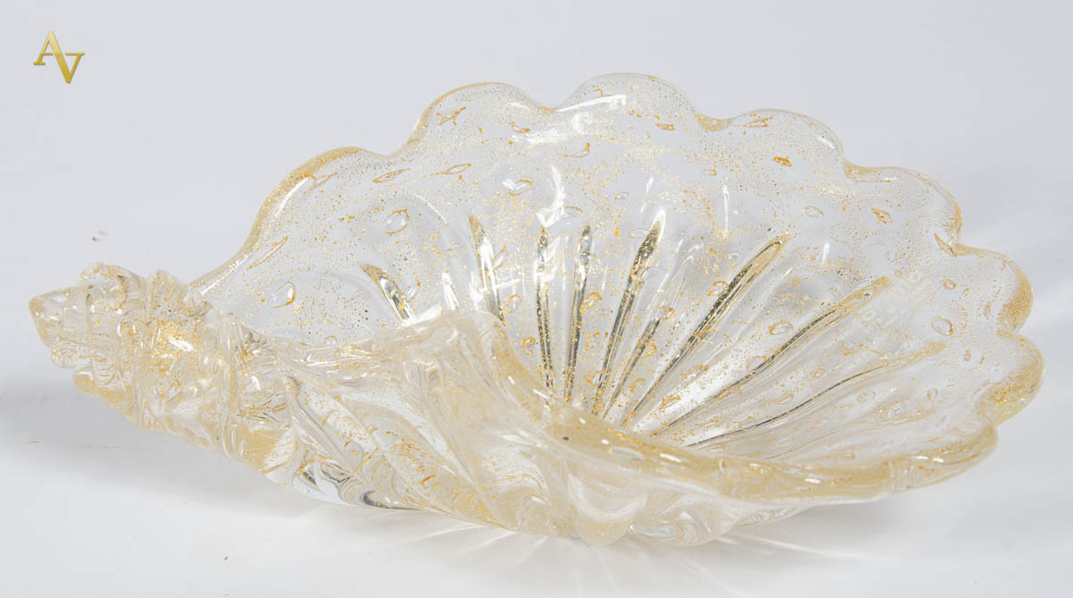 Bowl em forma de grande concha em vidro de murano FORMIA. Borda...
