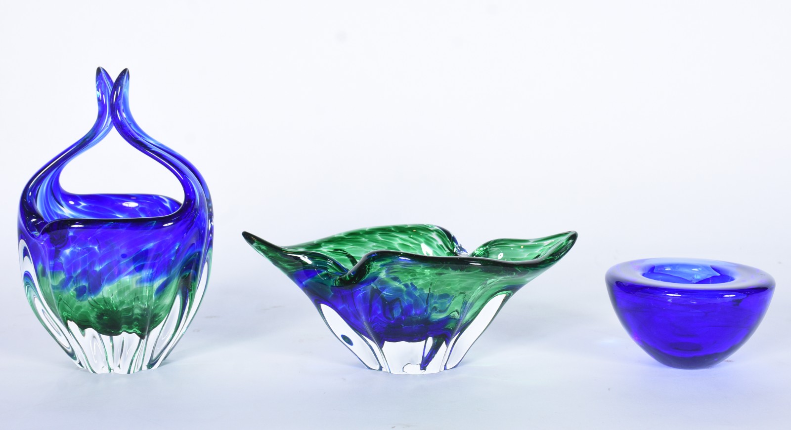 Três peças de murano azul e verde. - foto 1 de 6