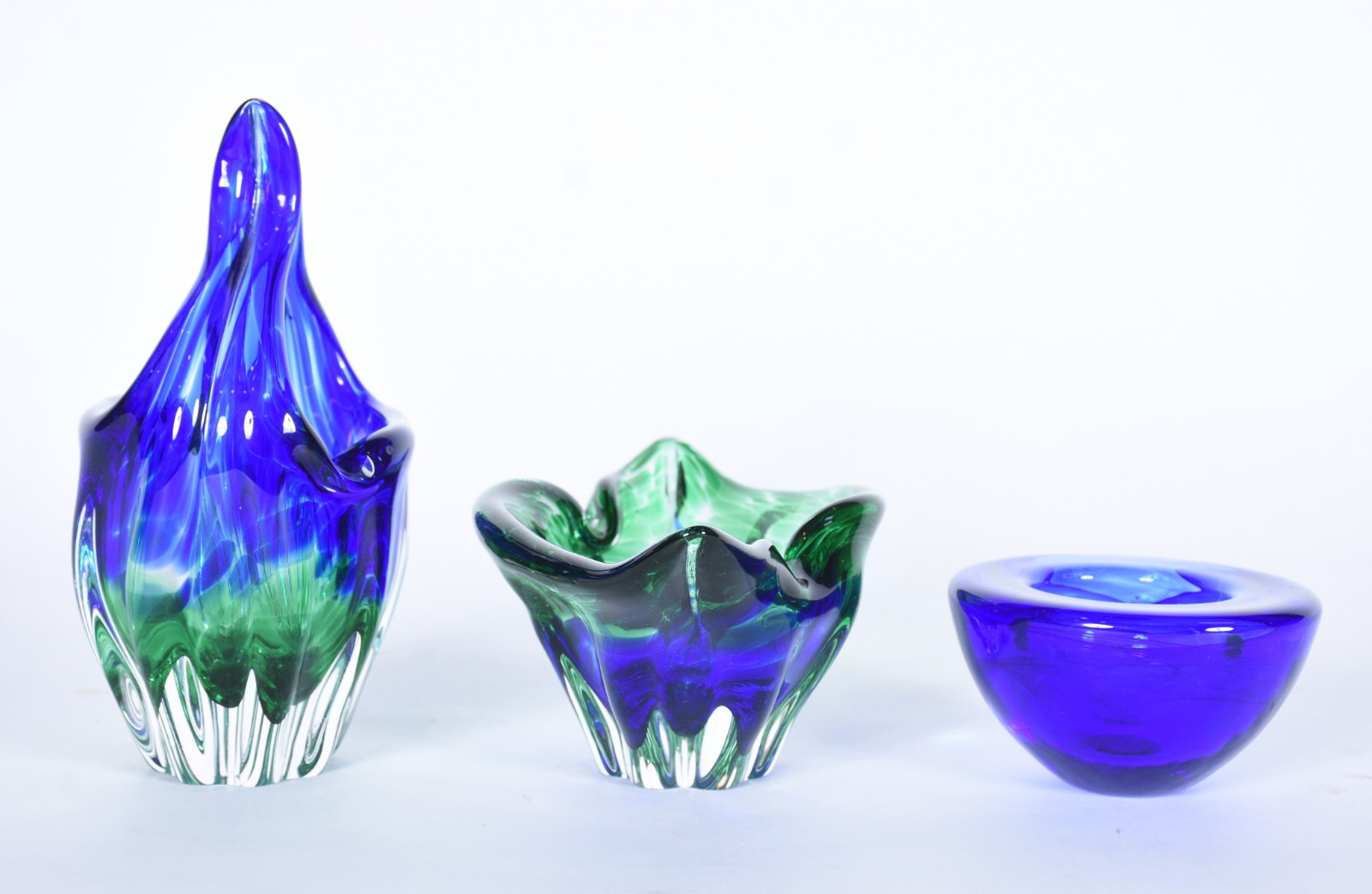 Três peças de murano azul e verde. - foto 3 de 6