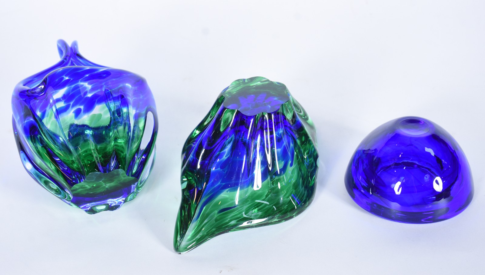Três peças de murano azul e verde. - foto 6 de 6