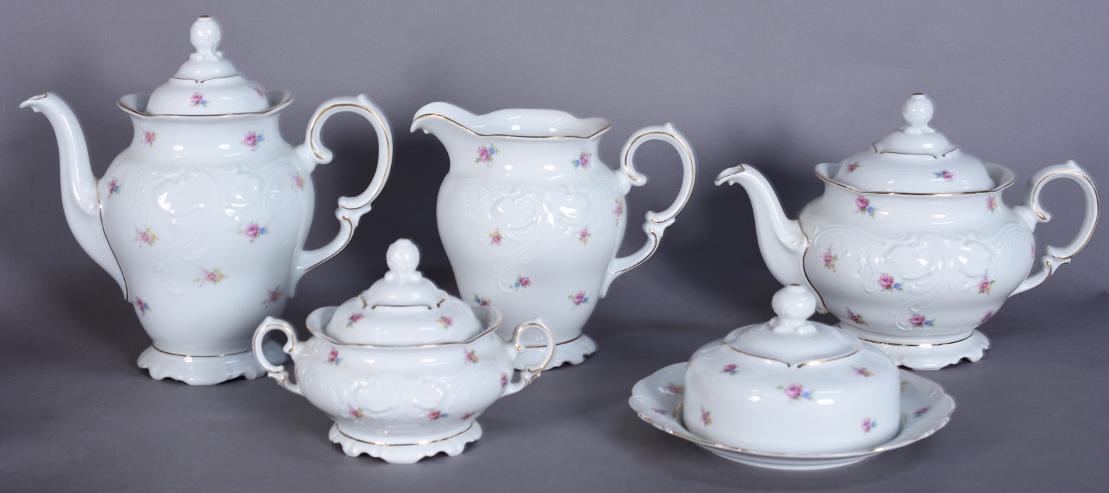 Serviço para chá e café de porcelana polonesa KPM branca com friso... - foto 9 de 10