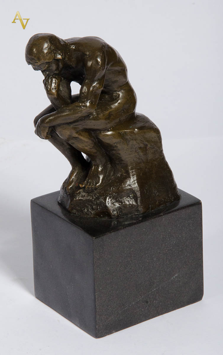 AUGUSTE RODIN (França). " LE PENSEUR".Réplica de escultura em...