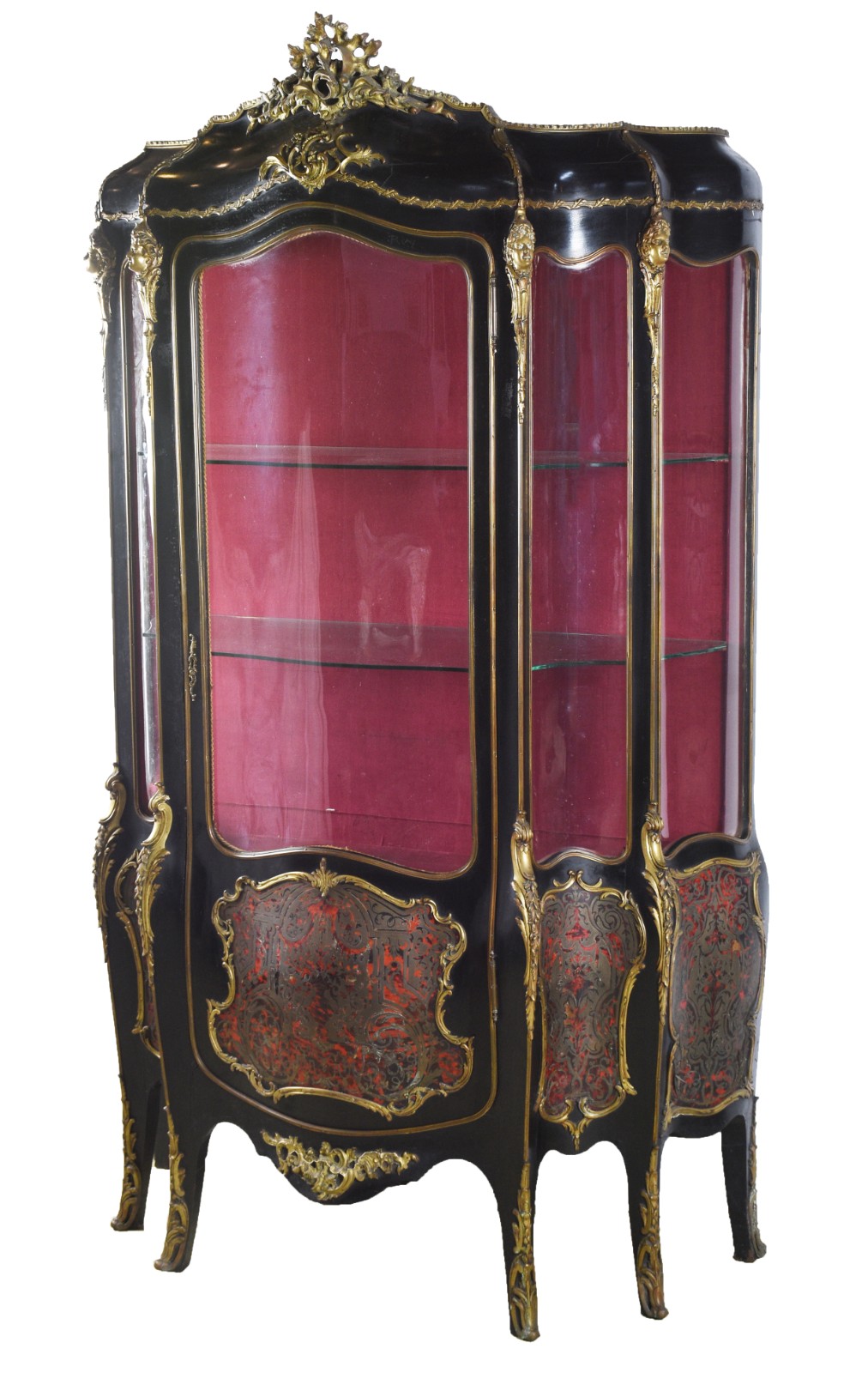 Vitrine de "boulle" feitio bombé, ricamente trabalhada, parte interna... - foto 1 de 9