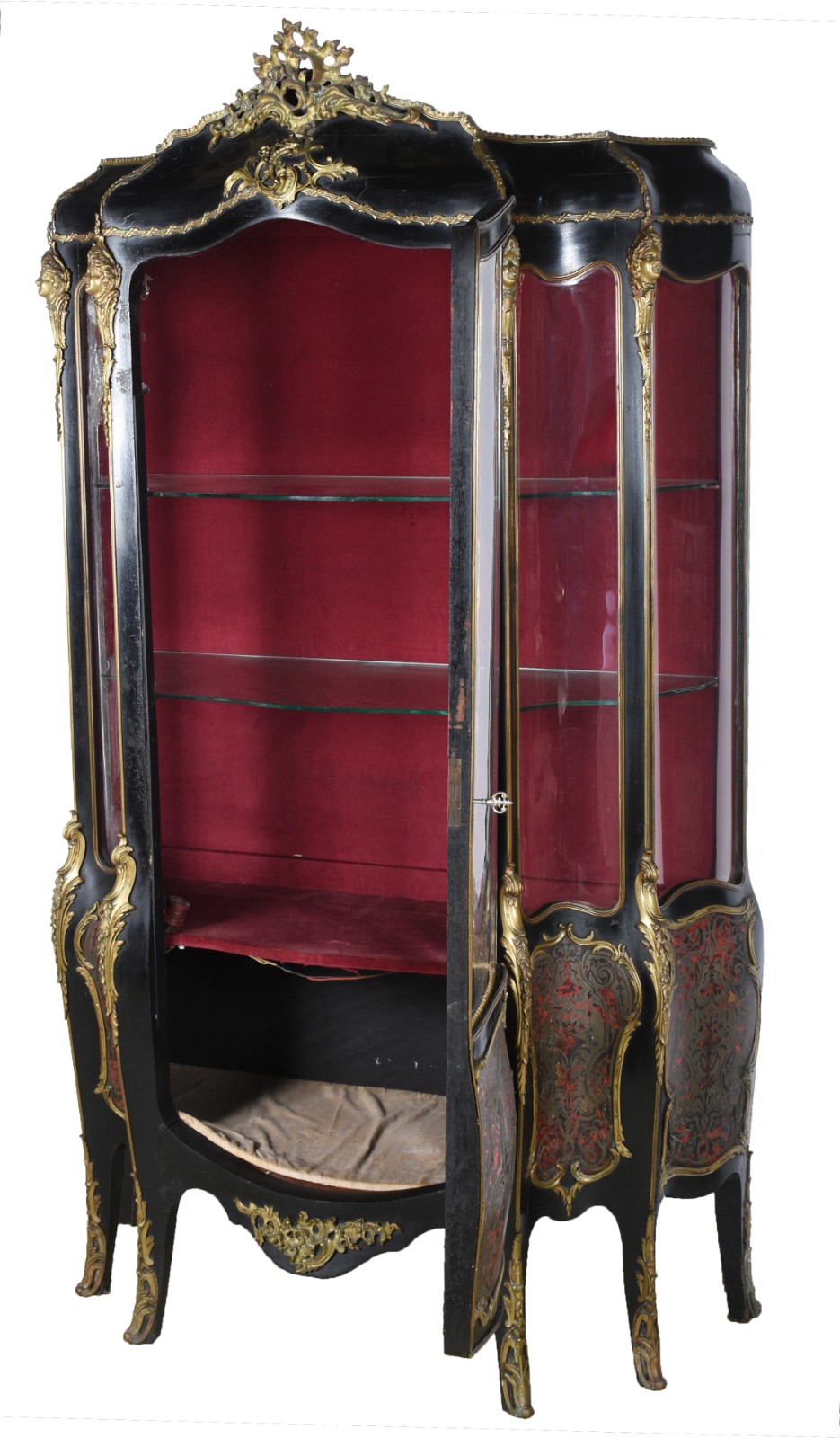 Vitrine de "boulle" feitio bombé, ricamente trabalhada, parte interna... - foto 2 de 9
