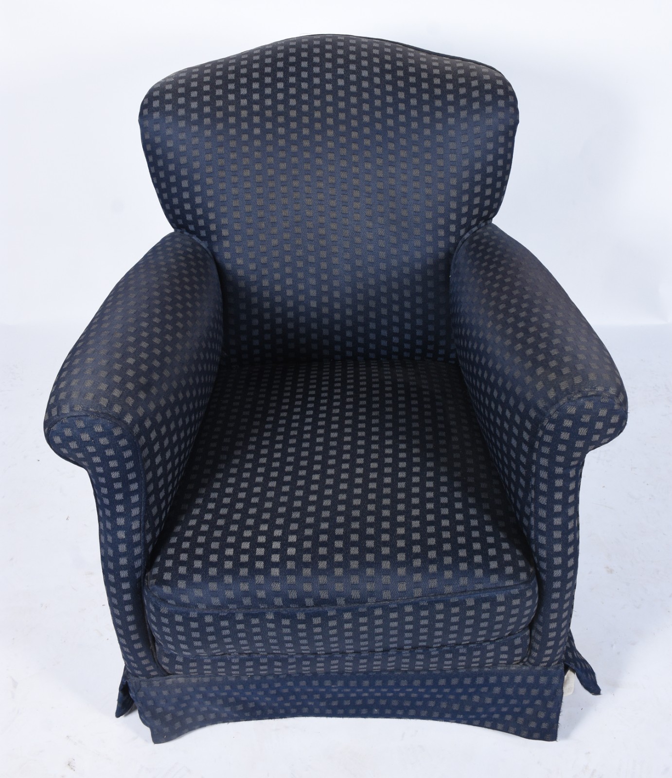 Bergere estofada e forrada com tecido na cor azul (desgastes). - foto 3 de 6