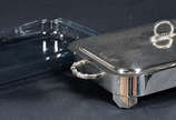 Rechaud de metal espessurado a prata. Med. 40 x... - Rechaud de metal espessurado a prata. Med. 40 x 25 cm.
