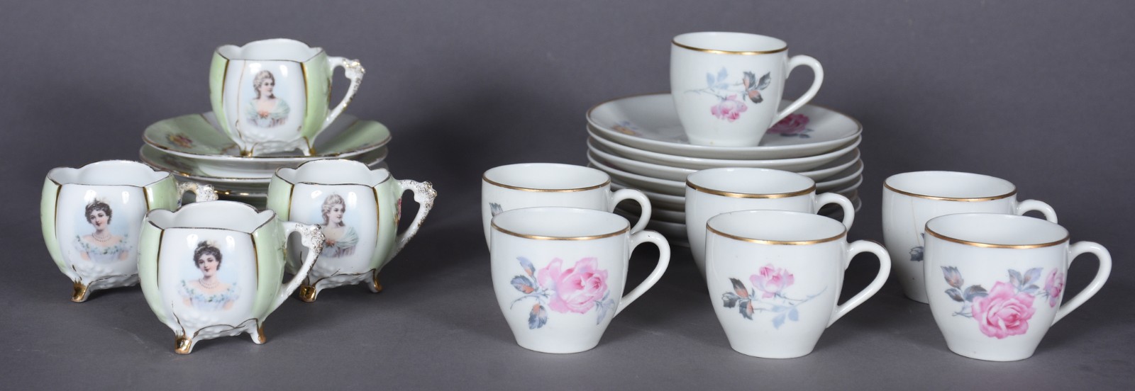 Conjunto composto de: 7 xícaras com pires de porcelana francesa... - foto 1 de 9
