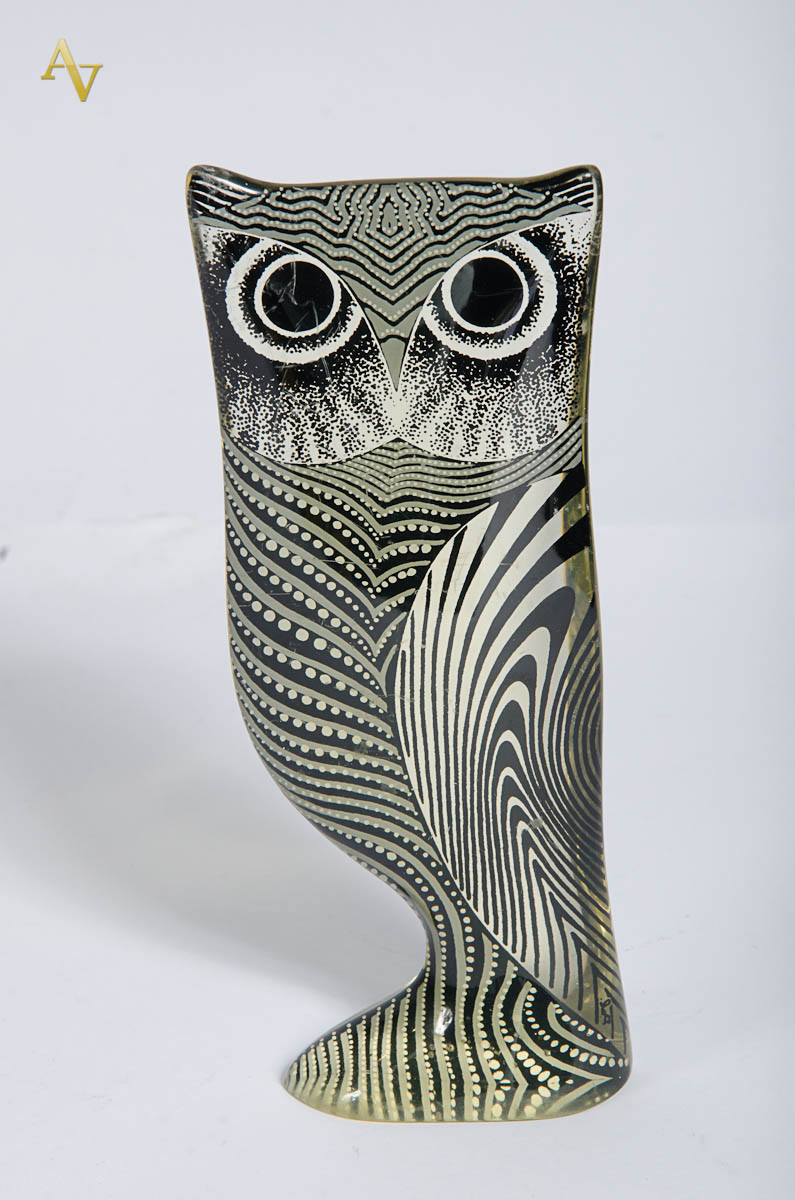 PALATNIK - Coruja de resina de poliester. Alt. 20 cm - larg. 7 cm.