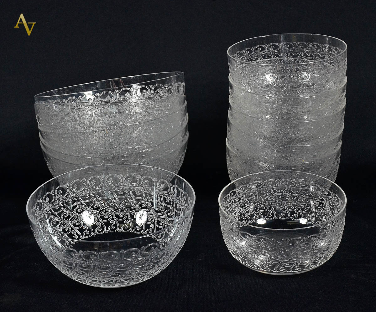 BACARAT - Conjunto de bowls de cristal frances lavrados com...
