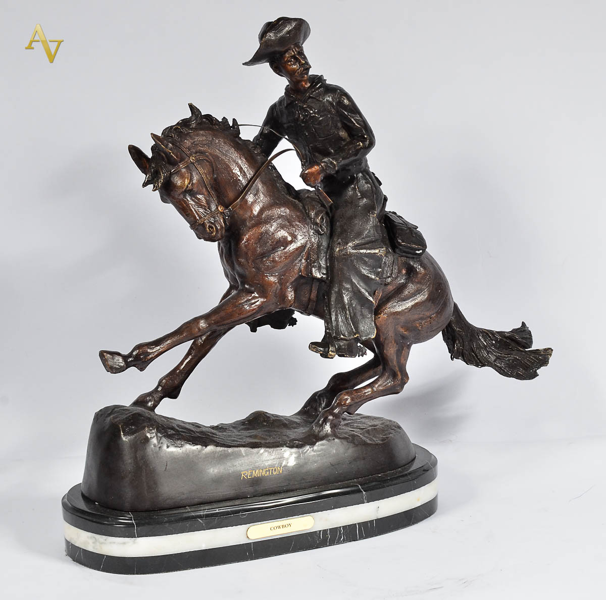 Remington Frederic - Escultura inglesa de bronze cinzelado e...
