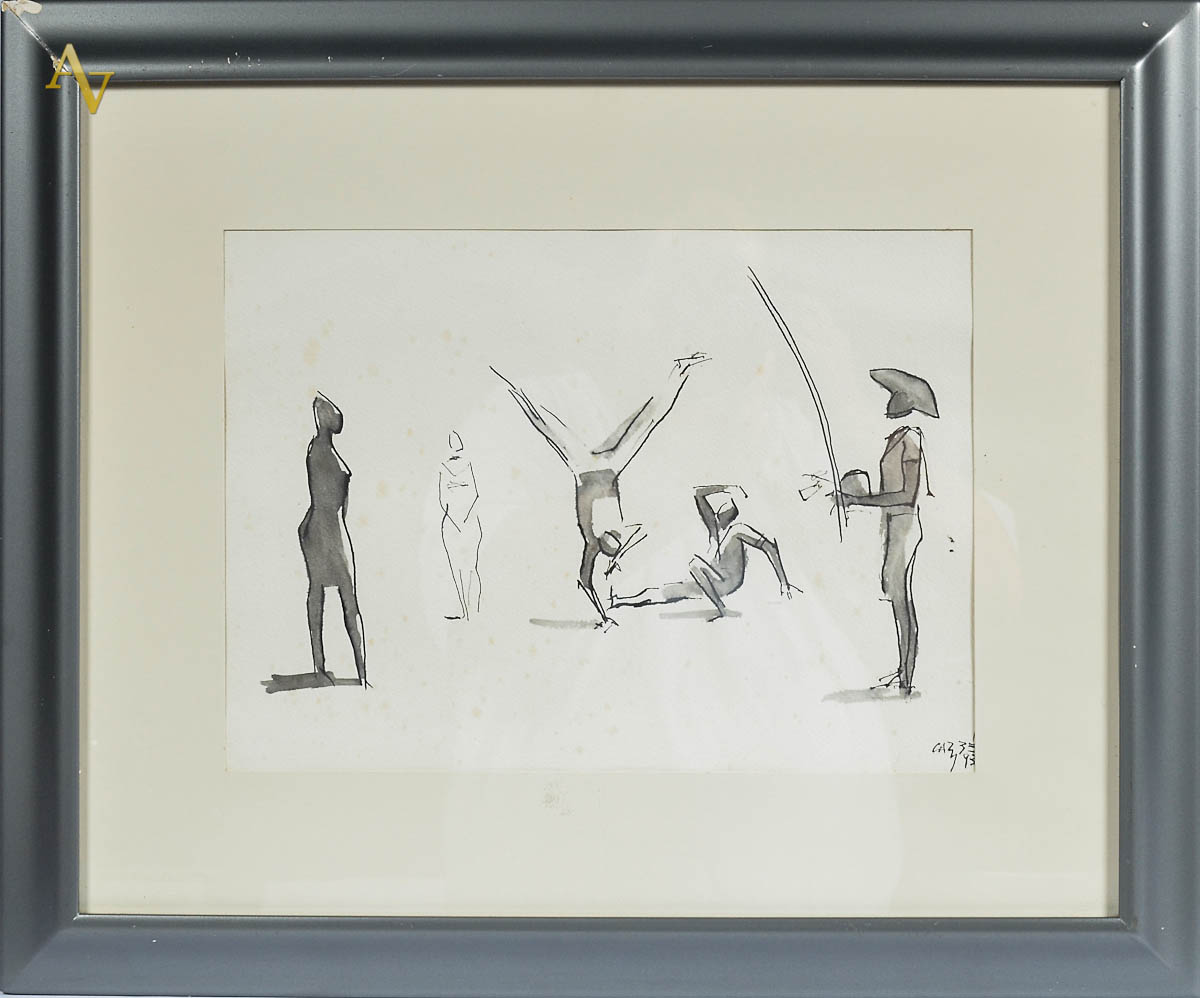 CARYBÉ - Capoeira - desenho a nanquim - 28 x 40.