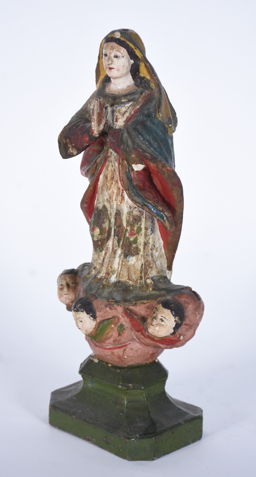 Nossa Senhora - Antiga imagem de madeira entalhada e policromada... - foto 1 de 8