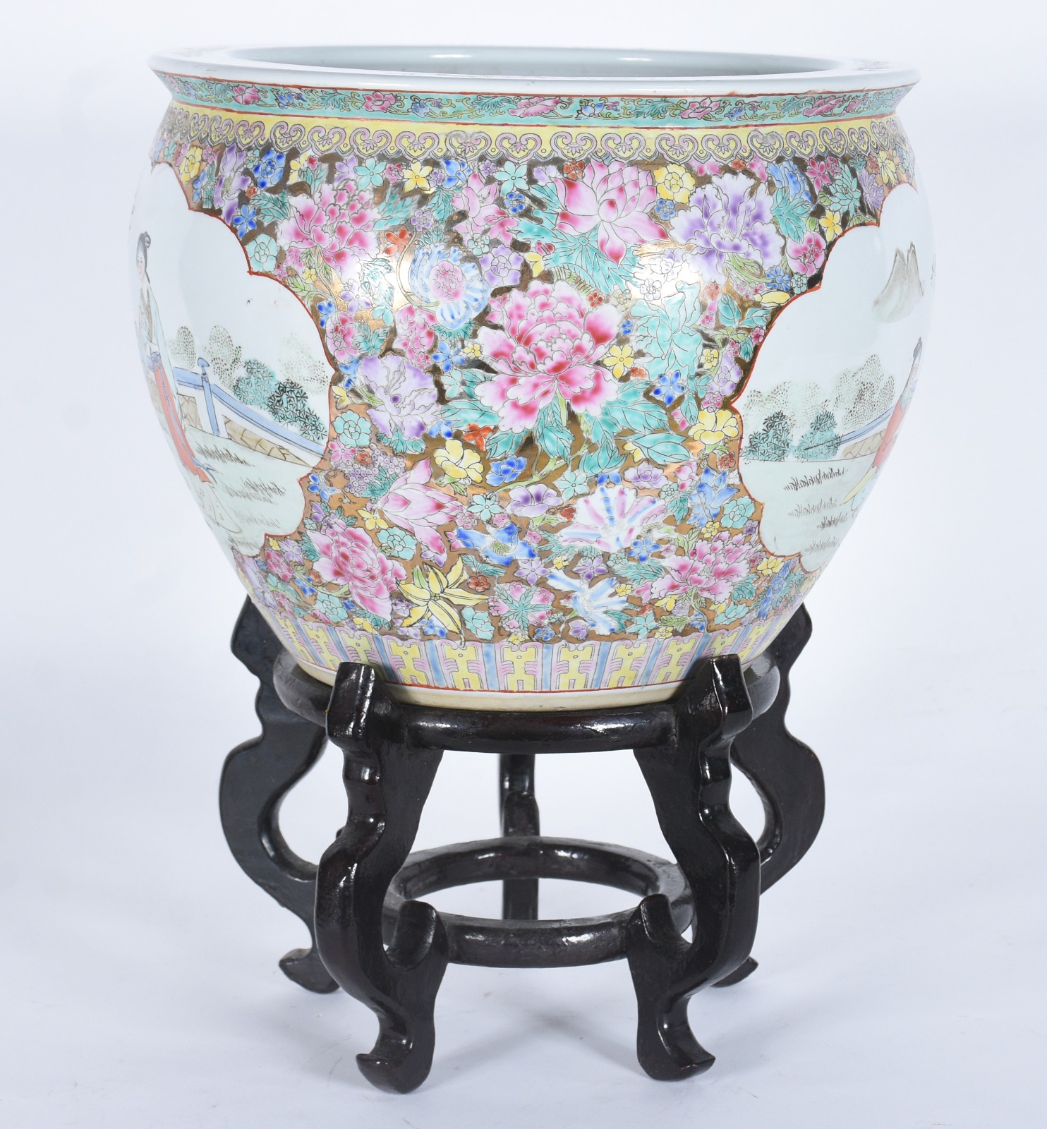 Cachepot/aquário de porcelana oriental decorado com gueixas e flores... - foto 2 de 7
