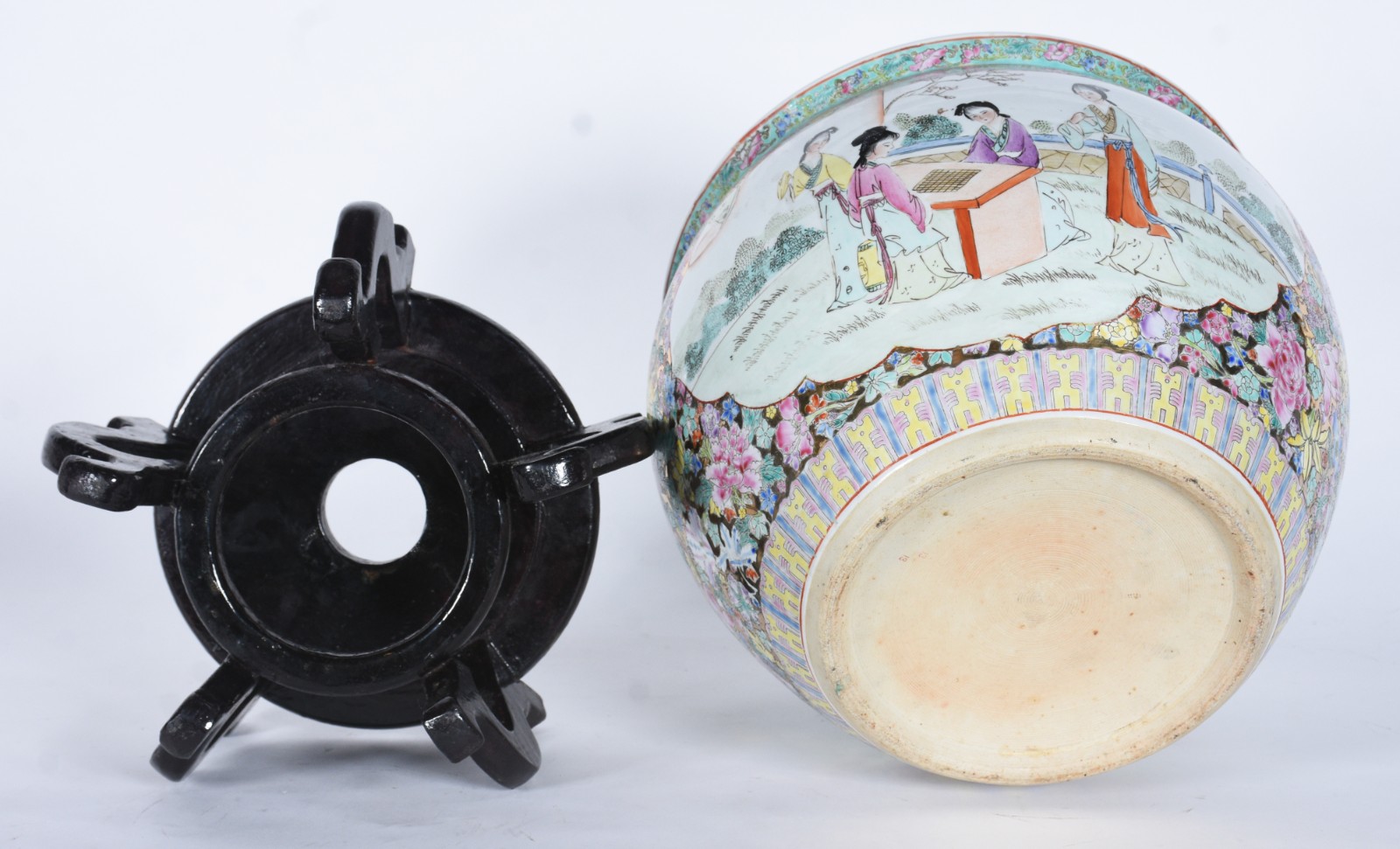 Cachepot/aquário de porcelana oriental decorado com gueixas e flores... - foto 7 de 7