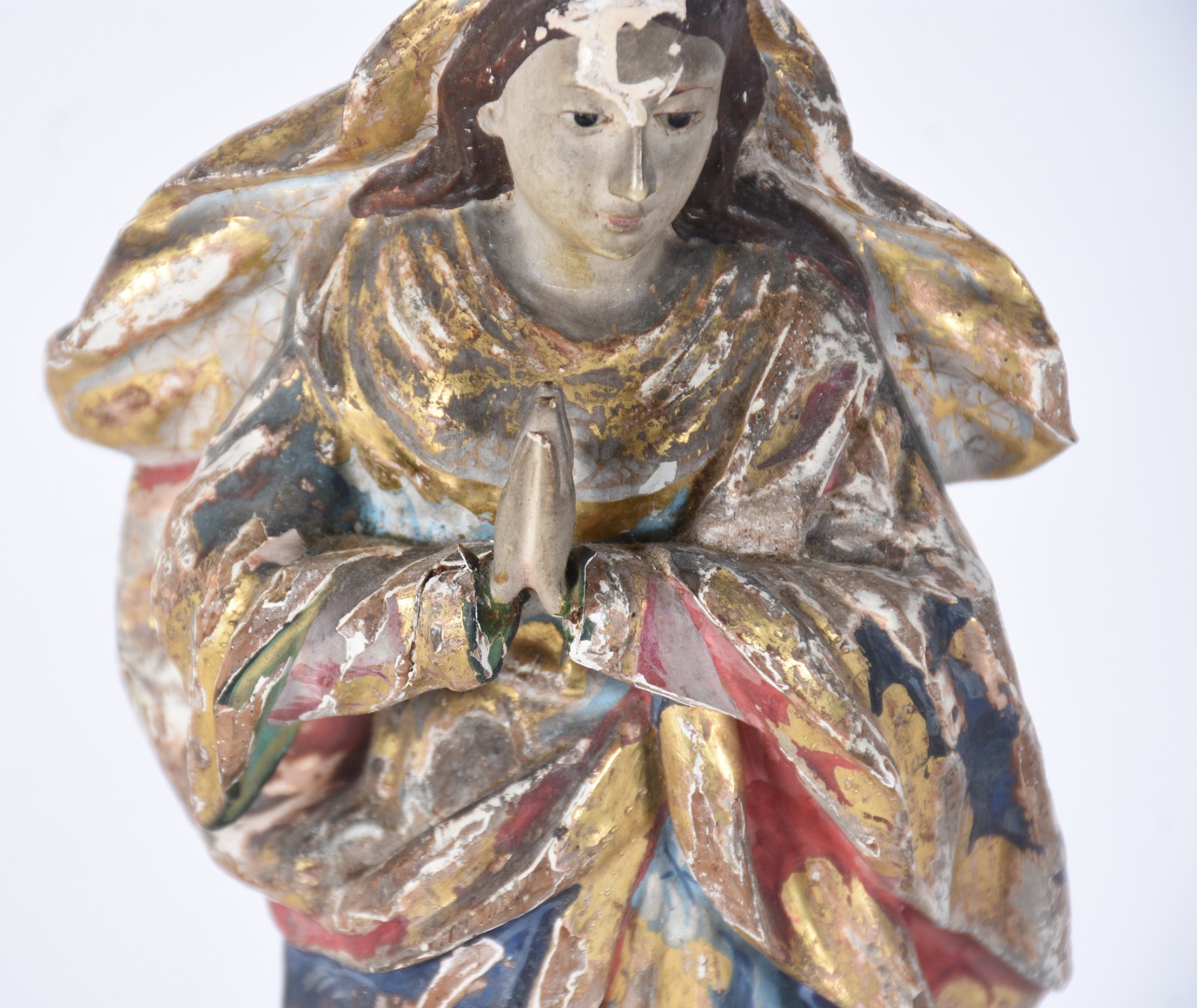 Nossa Senhora - Imagem de madeira policromada com resplendor de prata. - foto 8 de 9