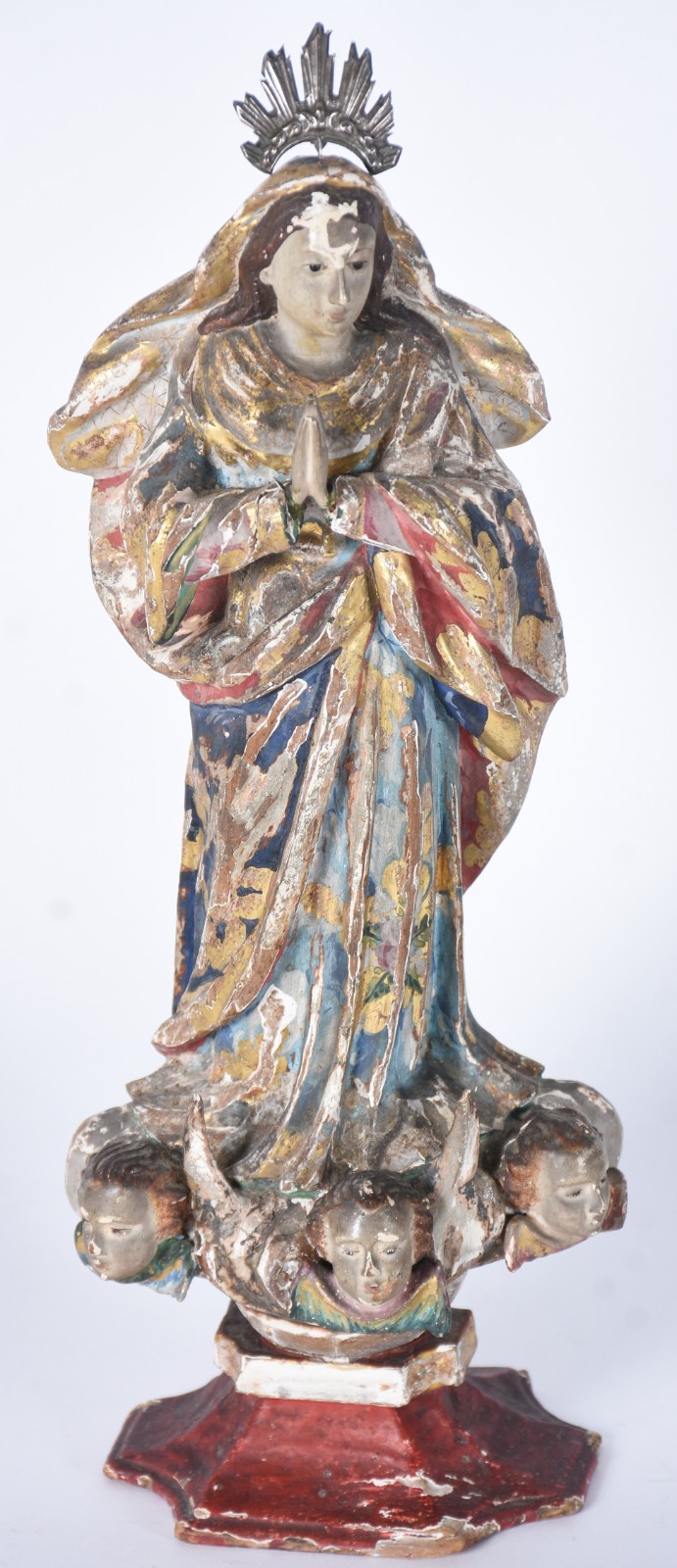 Nossa Senhora - Imagem de madeira policromada com resplendor de prata. - foto 2 de 9