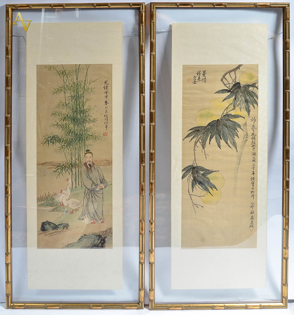 Duas gravuras japonesas. Med. total: 1.47 x 59 cm.