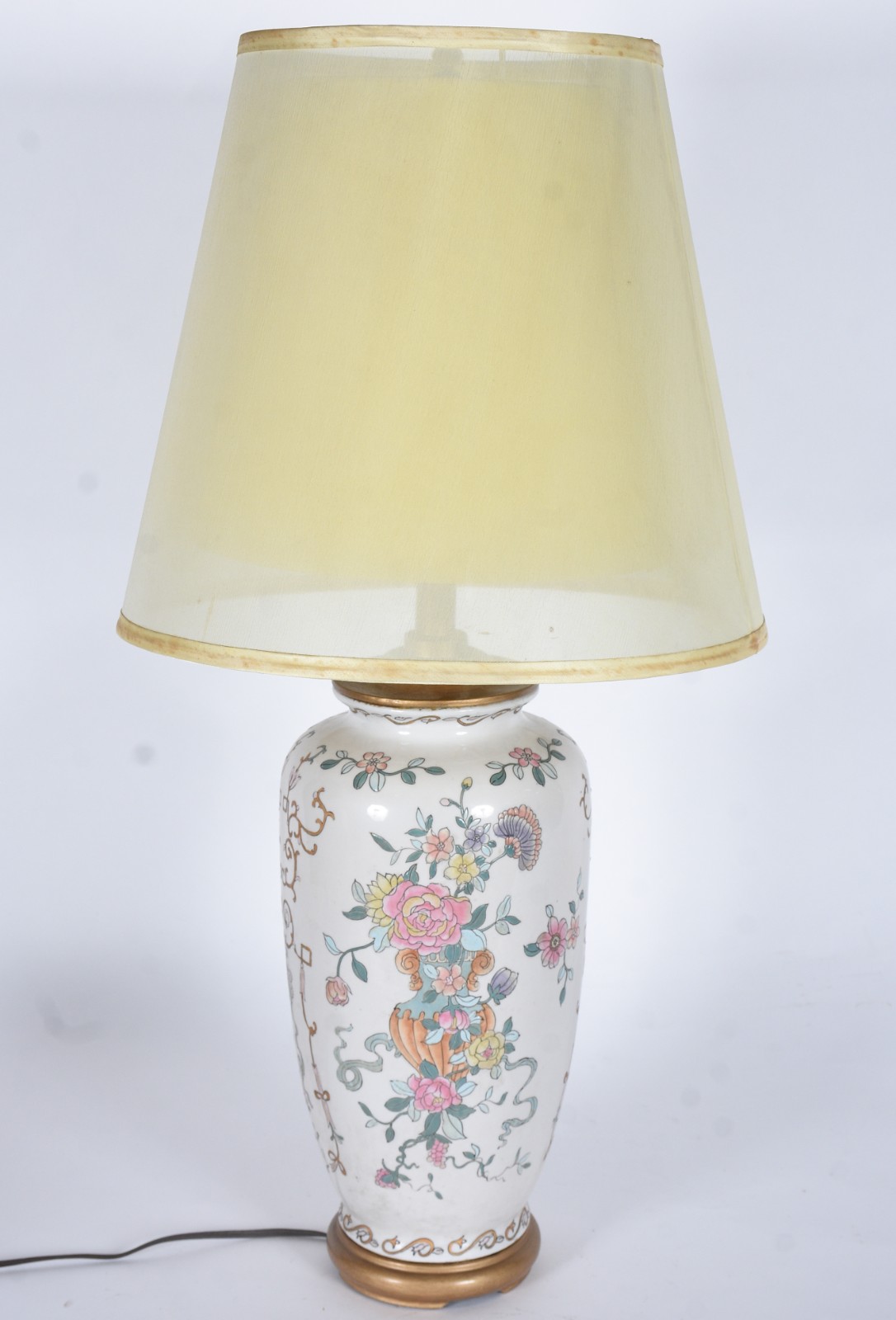 Abatjour de porcelana oriental, cúpula de tecido. - foto 1 de 5