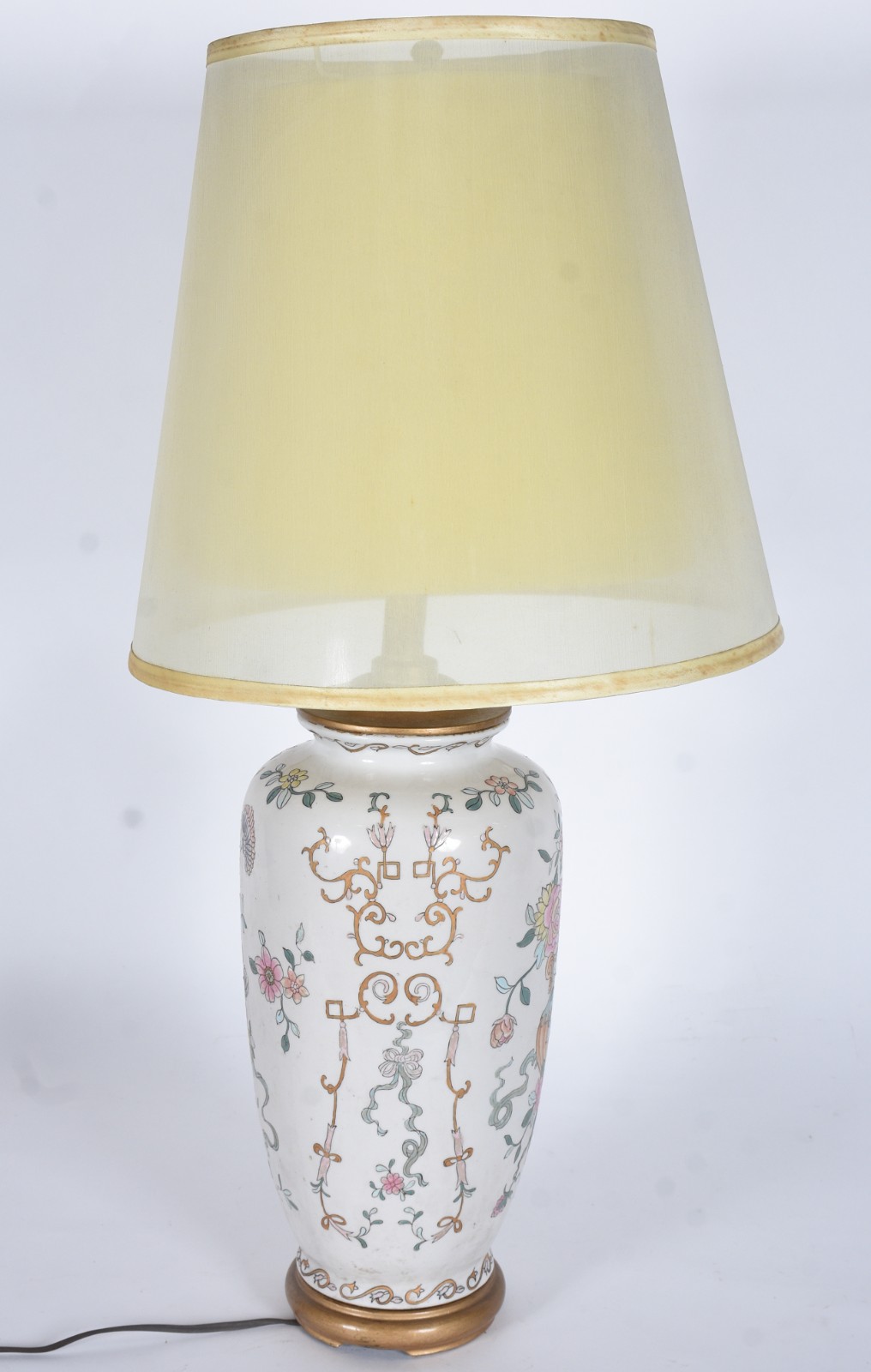 Abatjour de porcelana oriental, cúpula de tecido. - foto 3 de 5