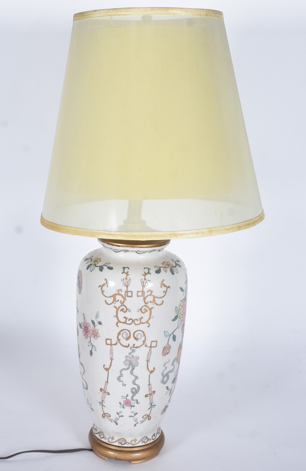 Abatjour de porcelana oriental, cúpula de tecido. - foto 5 de 5