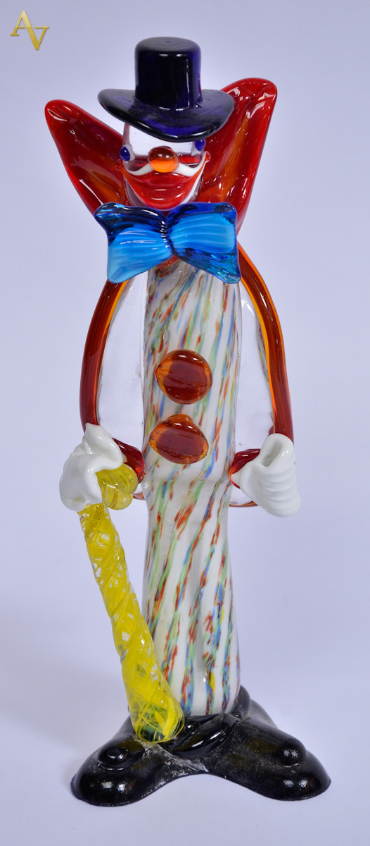 Palhaço de murano mesclado. Alt. 28 cm.
